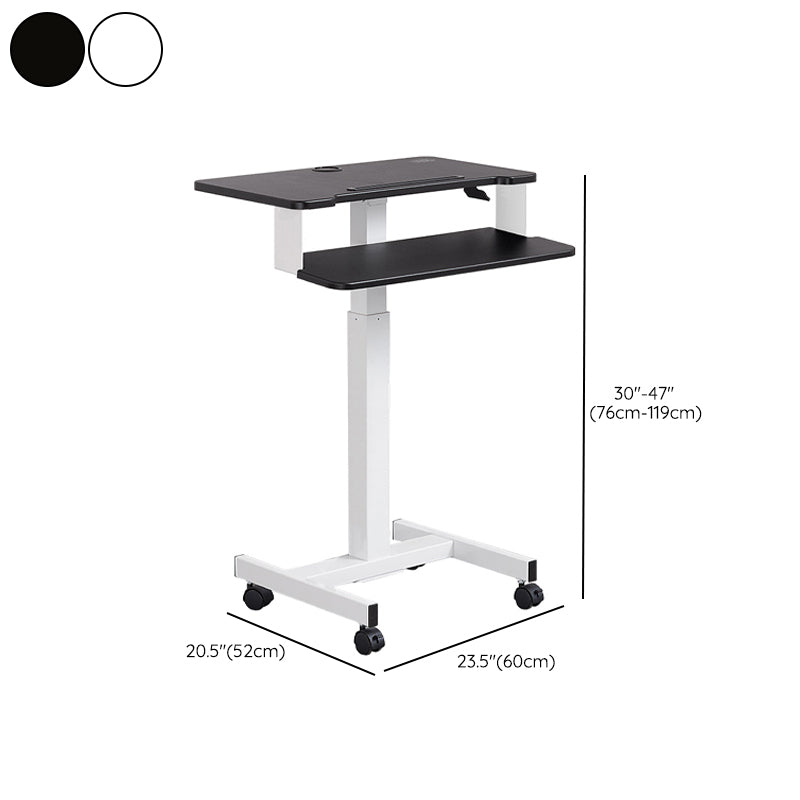 Rectangular Shaped Ambulatory Laptop Table Wood Writing Desk in Black/White Clearhalo 'furn' 'furn_office_desk' 'Furniture' 'Office Desks' 'Office Furniture' 'office_desk' 6929712