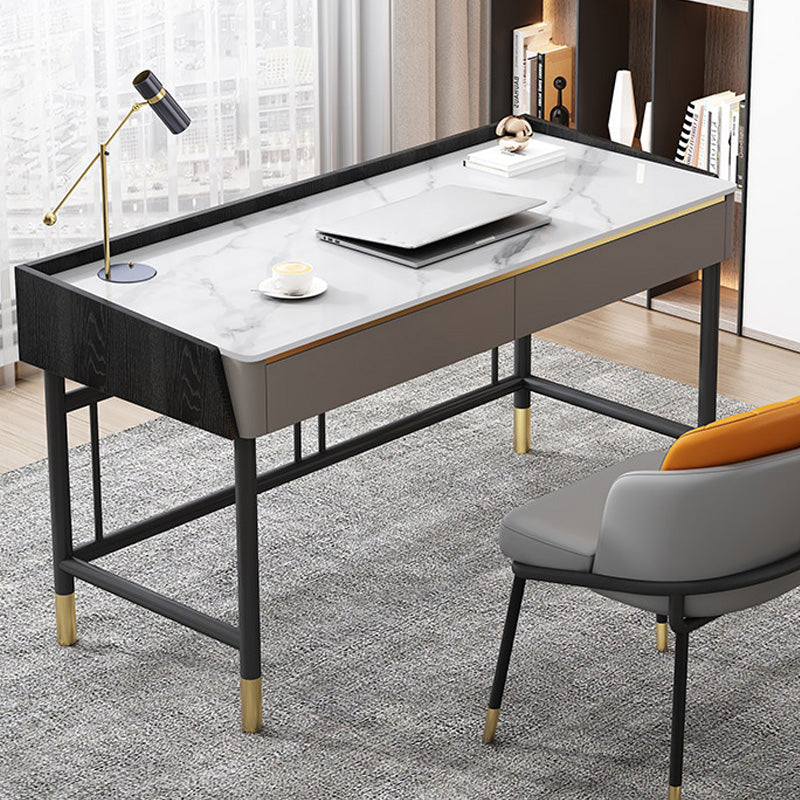 Tavolo da lavoro a forma di rettangolare da casa scrivania in pietra in grigio