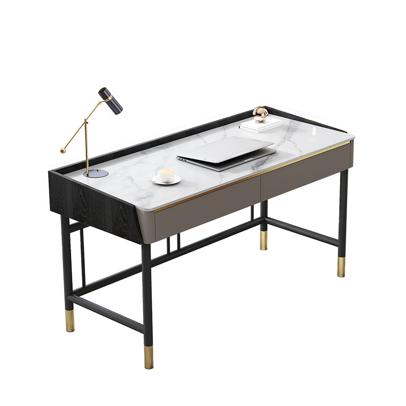 Tavolo da lavoro a forma di rettangolare da casa scrivania in pietra in grigio