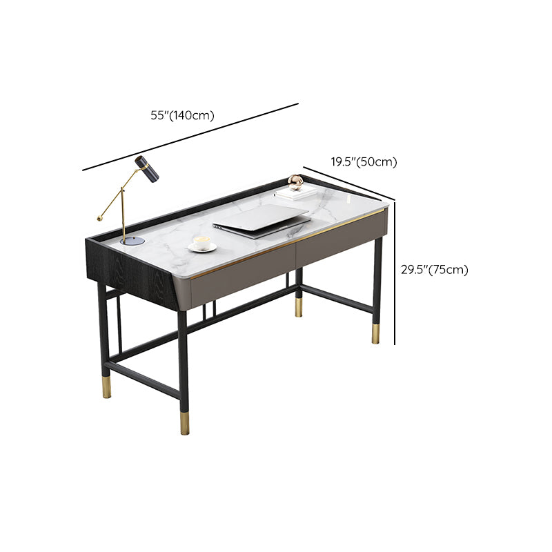 Tavolo da lavoro a forma di rettangolare da casa scrivania in pietra in grigio