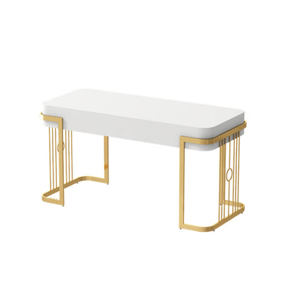 Scrivania con 1 cassetto Scrivania da ufficio di forma rettangolare in oro e bianco