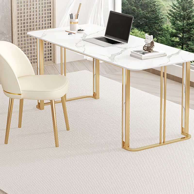 Glam Writing Desk Antique Finish Office Desk with Metal Legs Clearhalo 'furn' 'furn_office_desk' 'Furniture' 'Office Desks' 'Office Furniture' 'office_desk' 6929925