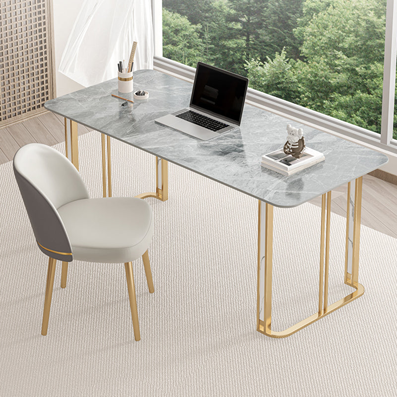 Glam Writing Desk Antique Finish Office Desk with Metal Legs Clearhalo 'furn' 'furn_office_desk' 'Furniture' 'Office Desks' 'Office Furniture' 'office_desk' 6929929