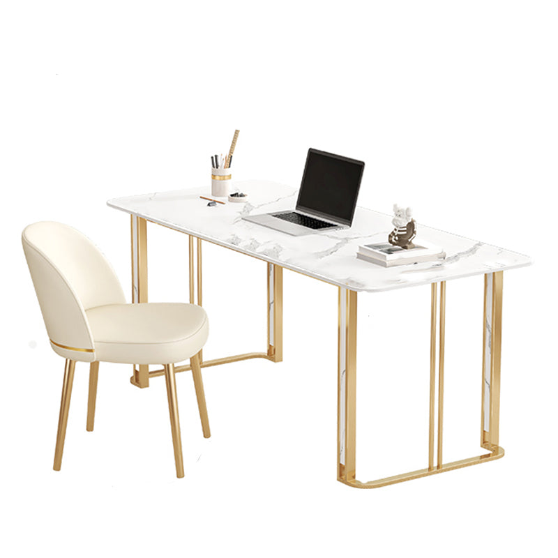 Glam Writing Desk Antique Finish Office Desk with Metal Legs Clearhalo 'furn' 'furn_office_desk' 'Furniture' 'Office Desks' 'Office Furniture' 'office_desk' 6929931