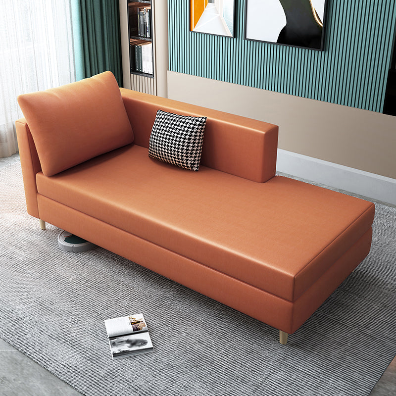 Nordic Recessed Arms Chaise Lounge with Cushioned for Bedroom and Living Room Orange Left-Arm Chaise Clearhalo 'Chairs & Seating' 'Chaise Lounge' 'chaise_lounge' 'furn' 'furn_chaise_lounge' 'Furniture' 'Living Room Furniture' 6930176