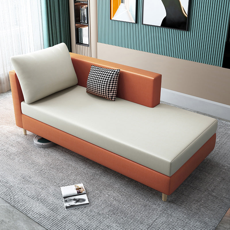 Nordic Recessed Arms Chaise Lounge with Cushioned for Bedroom and Living Room White-Saffron Left-Arm Chaise Clearhalo 'Chairs & Seating' 'Chaise Lounge' 'chaise_lounge' 'furn' 'furn_chaise_lounge' 'Furniture' 'Living Room Furniture' 6930181