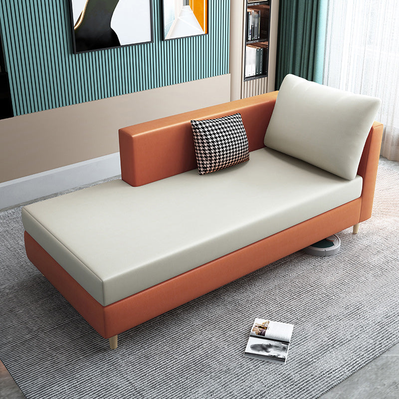 Nordic Recessed Arms Chaise Lounge with Cushioned for Bedroom and Living Room White-Saffron Right-Arm Chaise Clearhalo 'Chairs & Seating' 'Chaise Lounge' 'chaise_lounge' 'furn' 'furn_chaise_lounge' 'Furniture' 'Living Room Furniture' 6930188
