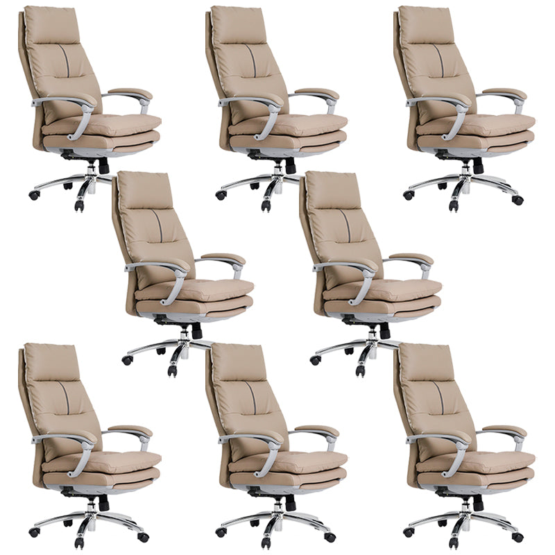 Chaise moderne en cuir en cuir chaise pivotante de hauteur réglable avec roues