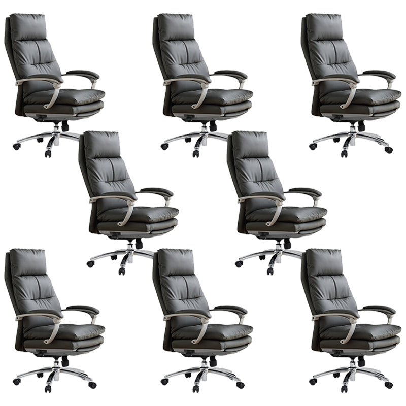 Chaise moderne en cuir en cuir chaise pivotante de hauteur réglable avec roues