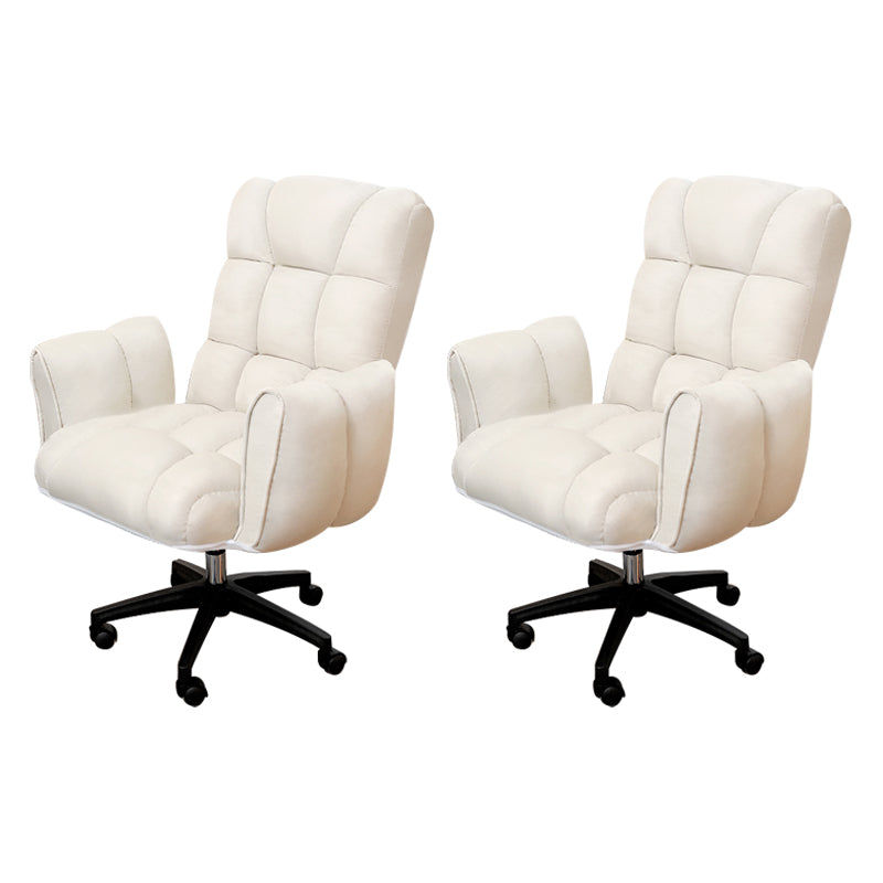 Armless Modern Desk Chair No Distressing Ergonomic Office Chair Off-White 2 Piece Set Casters Included Clearhalo 'furn' 'furn_office_chair' 'Furniture' 'Office Chairs' 'Office Furniture' 'office_chair' 6930492