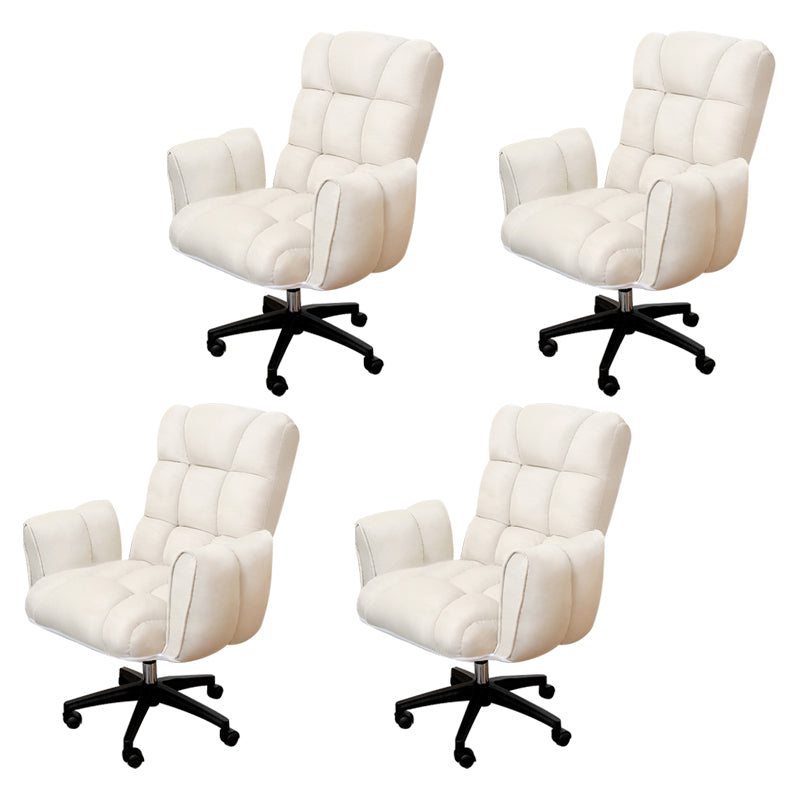 Armless Modern Desk Chair No Distressing Ergonomic Office Chair Off-White 4 Piece Set Casters Included Clearhalo 'furn' 'furn_office_chair' 'Furniture' 'Office Chairs' 'Office Furniture' 'office_chair' 6930495