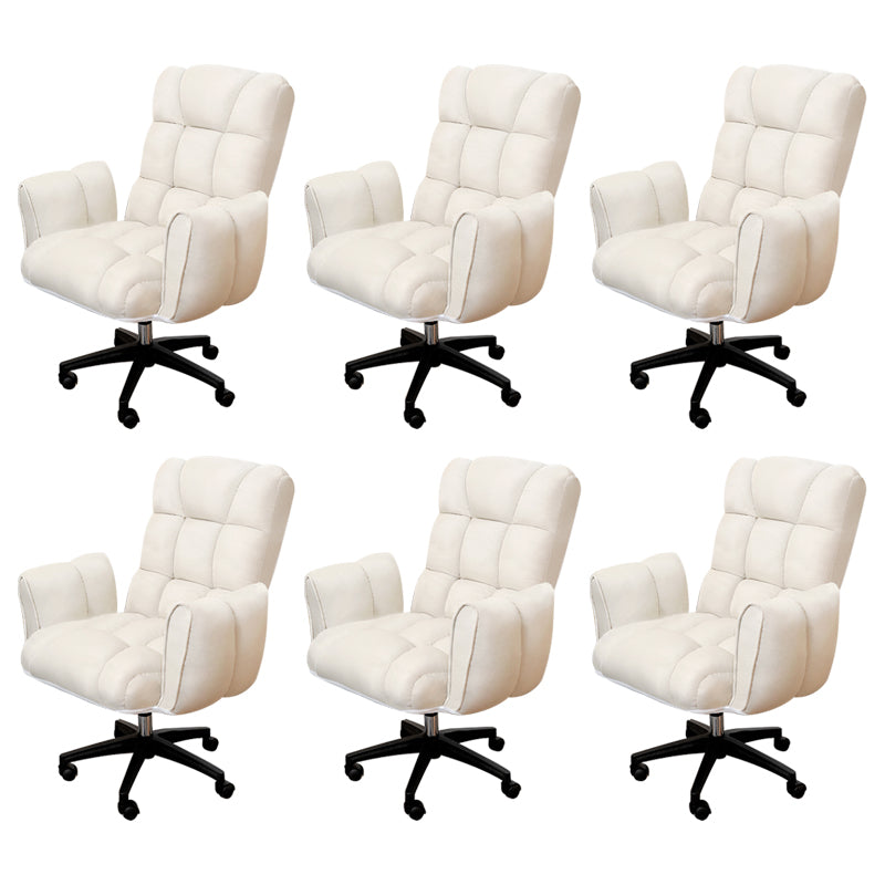 Armless Modern Desk Chair No Distressing Ergonomic Office Chair Off-White 6 Piece Set Casters Included Clearhalo 'furn' 'furn_office_chair' 'Furniture' 'Office Chairs' 'Office Furniture' 'office_chair' 6930496