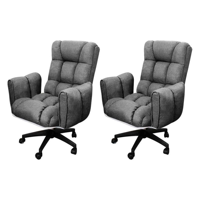 Armless Modern Desk Chair No Distressing Ergonomic Office Chair Dark Gray 2 Piece Set Casters Included Clearhalo 'furn' 'furn_office_chair' 'Furniture' 'Office Chairs' 'Office Furniture' 'office_chair' 6930502