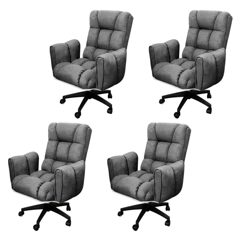 Armless Modern Desk Chair No Distressing Ergonomic Office Chair Dark Gray 4 Piece Set Casters Included Clearhalo 'furn' 'furn_office_chair' 'Furniture' 'Office Chairs' 'Office Furniture' 'office_chair' 6930505