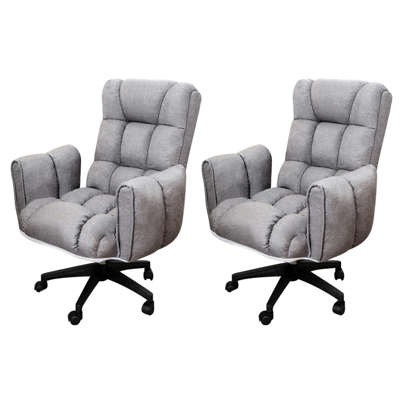 Armless Modern Desk Chair No Distressing Ergonomic Office Chair Light Gray 2 Piece Set Casters Included Clearhalo 'furn' 'furn_office_chair' 'Furniture' 'Office Chairs' 'Office Furniture' 'office_chair' 6930512