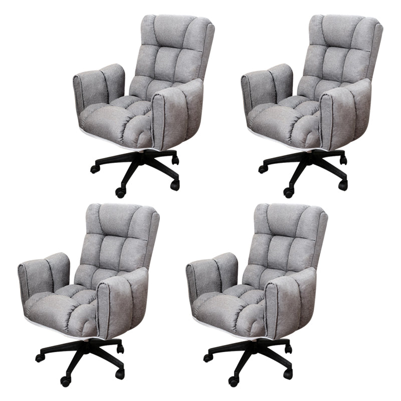 Armless Modern Desk Chair No Distressing Ergonomic Office Chair Light Gray 4 Piece Set Casters Included Clearhalo 'furn' 'furn_office_chair' 'Furniture' 'Office Chairs' 'Office Furniture' 'office_chair' 6930513