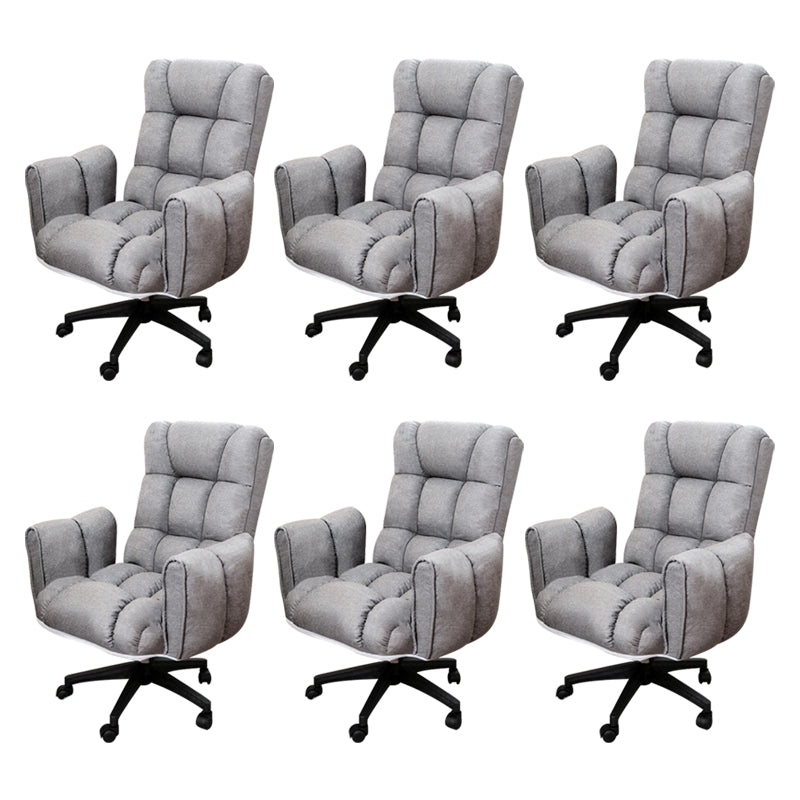 Armless Modern Desk Chair No Distressing Ergonomic Office Chair Light Gray 6 Piece Set Casters Included Clearhalo 'furn' 'furn_office_chair' 'Furniture' 'Office Chairs' 'Office Furniture' 'office_chair' 6930514