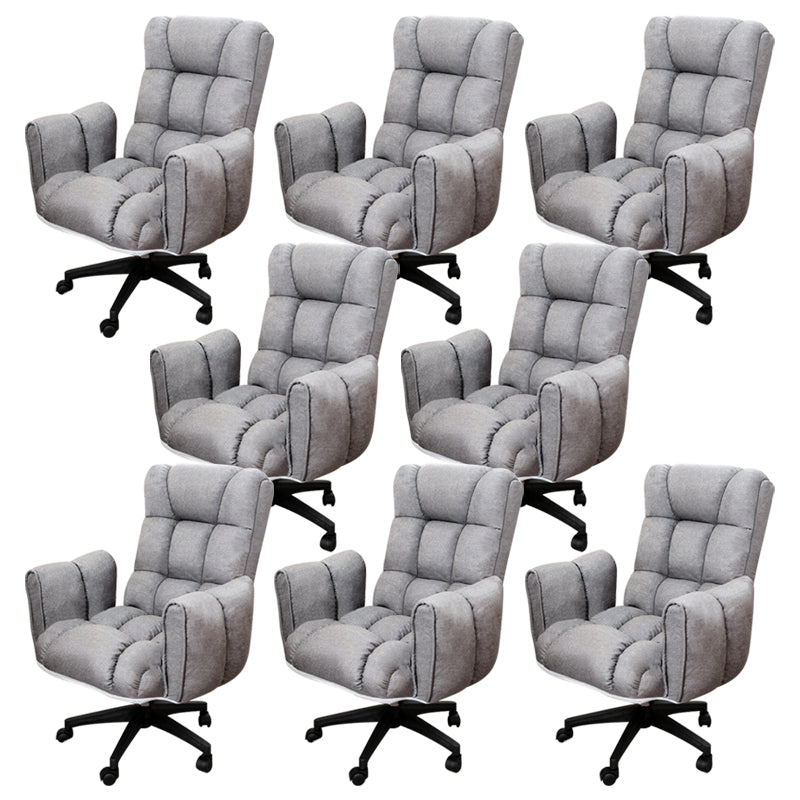 Armless Modern Desk Chair No Distressing Ergonomic Office Chair Light Gray 8 Piece Set Casters Included Clearhalo 'furn' 'furn_office_chair' 'Furniture' 'Office Chairs' 'Office Furniture' 'office_chair' 6930515