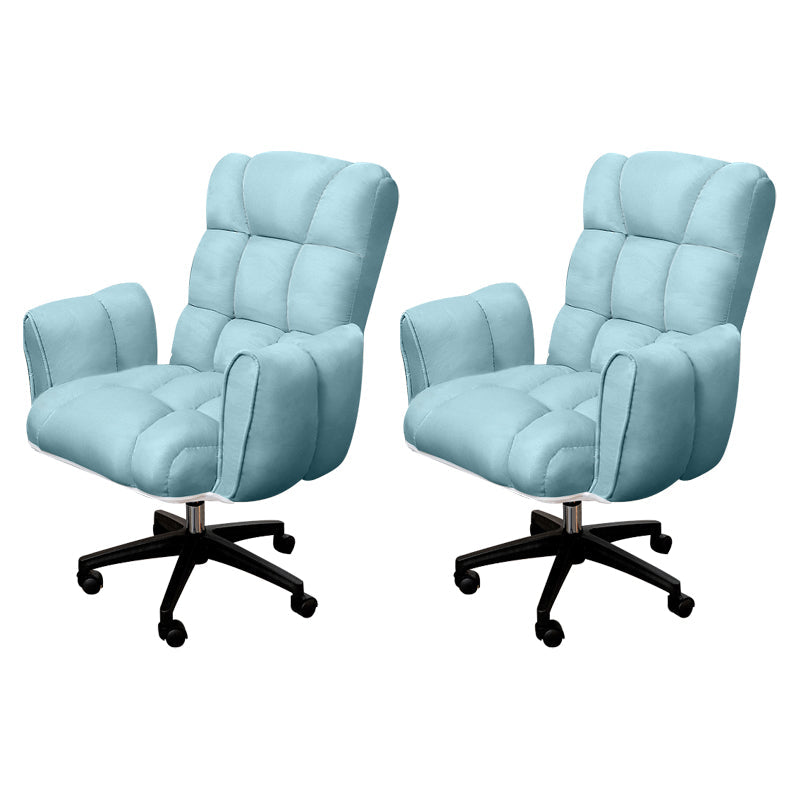 Armless Modern Desk Chair No Distressing Ergonomic Office Chair Blue 2 Piece Set Casters Included Clearhalo 'furn' 'furn_office_chair' 'Furniture' 'Office Chairs' 'Office Furniture' 'office_chair' 6930536