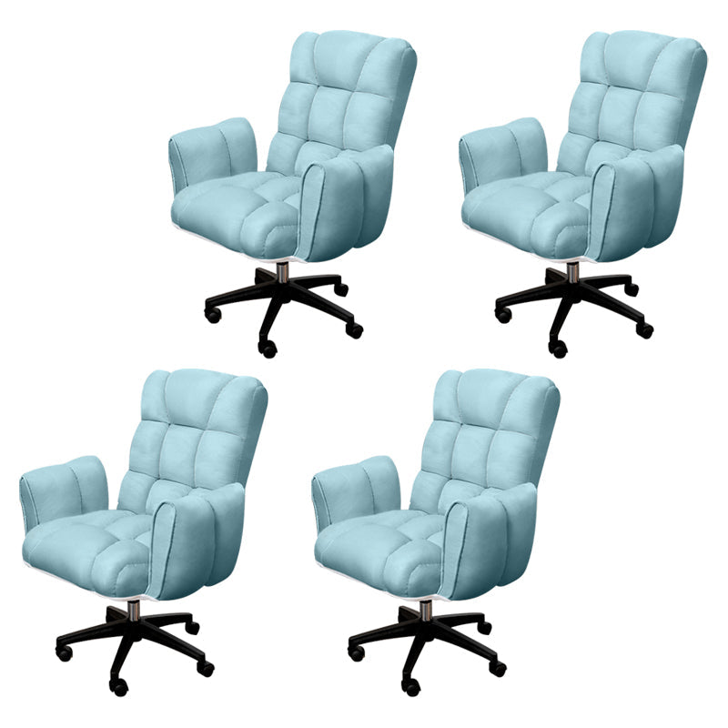 Armless Modern Desk Chair No Distressing Ergonomic Office Chair Blue 4 Piece Set Casters Included Clearhalo 'furn' 'furn_office_chair' 'Furniture' 'Office Chairs' 'Office Furniture' 'office_chair' 6930537
