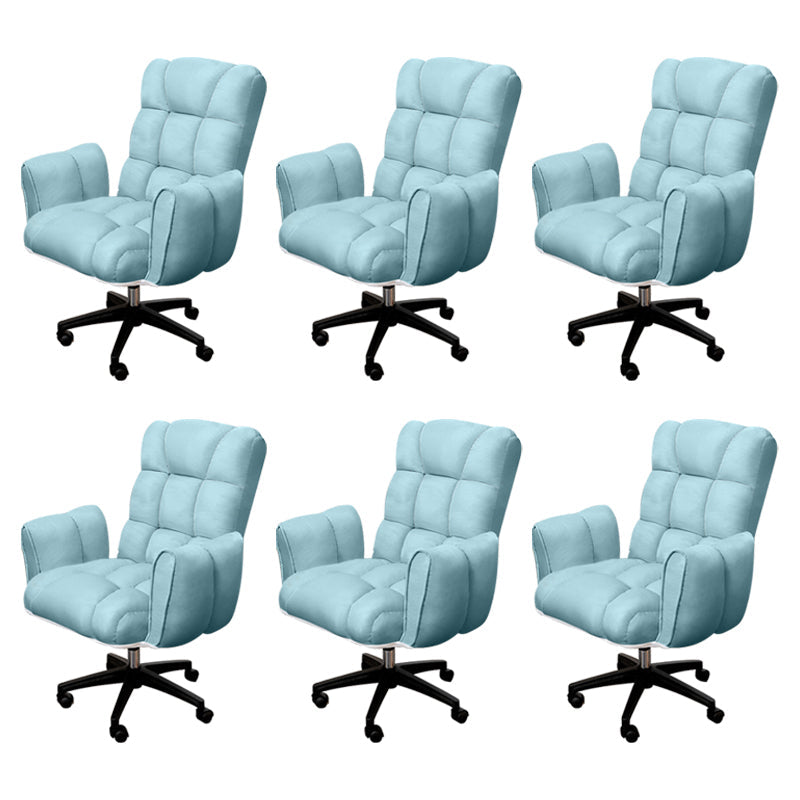 Armless Modern Desk Chair No Distressing Ergonomic Office Chair Blue 6 Piece Set Casters Included Clearhalo 'furn' 'furn_office_chair' 'Furniture' 'Office Chairs' 'Office Furniture' 'office_chair' 6930538