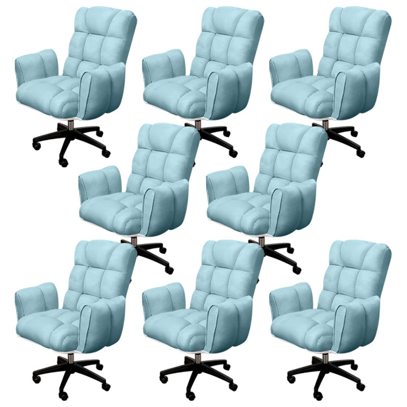 Armless Modern Desk Chair No Distressing Ergonomic Office Chair Blue 8 Piece Set Casters Included Clearhalo 'furn' 'furn_office_chair' 'Furniture' 'Office Chairs' 'Office Furniture' 'office_chair' 6930539