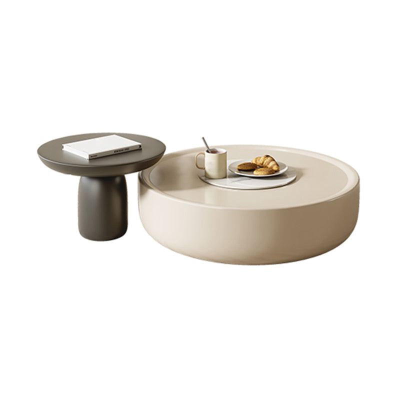 Zeitgenössischer runder weißer Cocktail Tabelle 1 Schubladen Drum Couchtisch Set