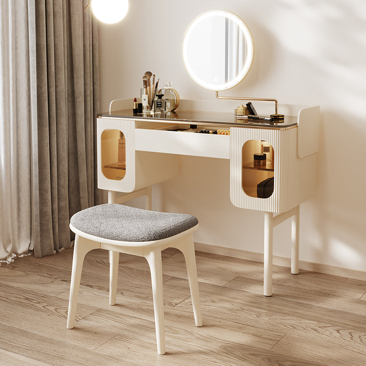 Tabouret de basse-coiffure de rangement de vanité de maquillage en verre ensemble avec tiroir