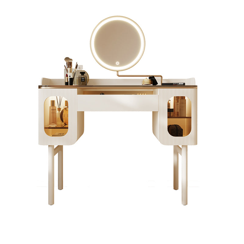 Tabouret de basse-coiffure de rangement de vanité de maquillage en verre ensemble avec tiroir