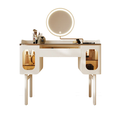 Tabouret de basse-coiffure de rangement de vanité de maquillage en verre ensemble avec tiroir