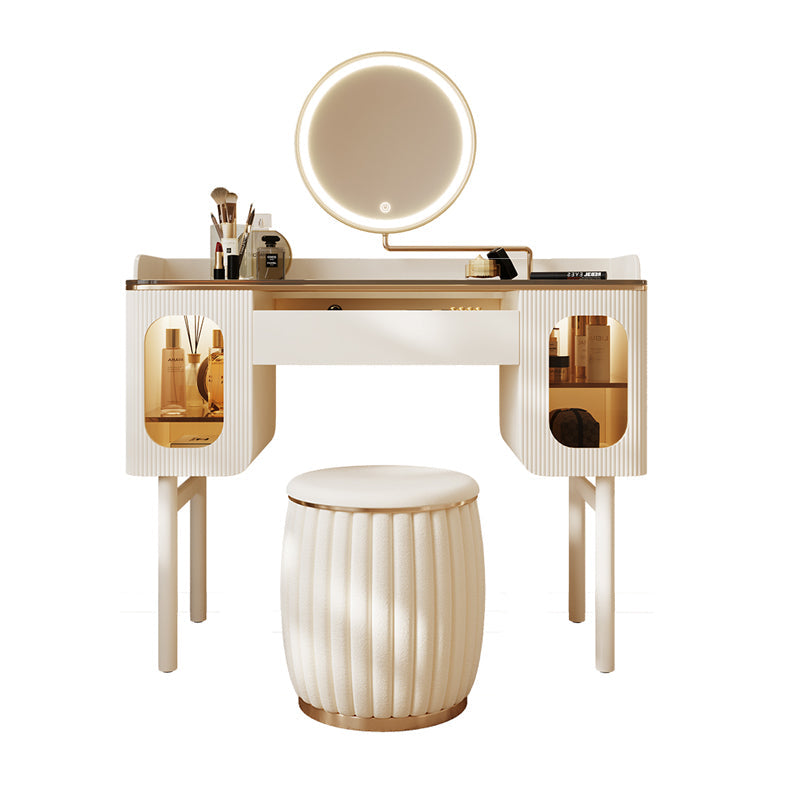 Tabouret de basse-coiffure de rangement de vanité de maquillage en verre ensemble avec tiroir