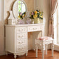 Set di sgabelli da letto vittoriano per il trucco bianco vanity da banco con cassetto