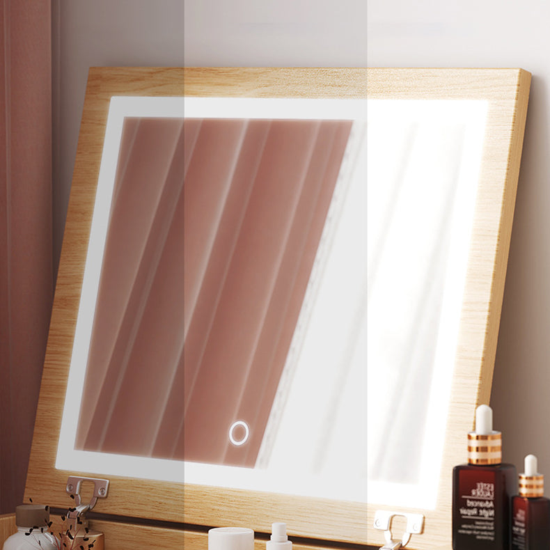 Zeitgenössischer natürlicher Schlafzimmer Massivholzspiegel mit Schubladen Make -up Eitelkeitssatz