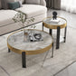 Contemporary Coffee Table Set 4 Legs Slate Coffee Cocktail Table 35"L x 35"W x 14"H + 20"L x 20"W x 20"H Clearhalo 'Coffee & Accent Tables' 'Coffee Tables' 'coffee_tables' 'furn' 'furn_coffee_tables' 'Furniture' 'Living Room Furniture' 6933611