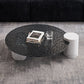 Table basse ronde avec dessus en verre Table de cocktail basse abstraite noire