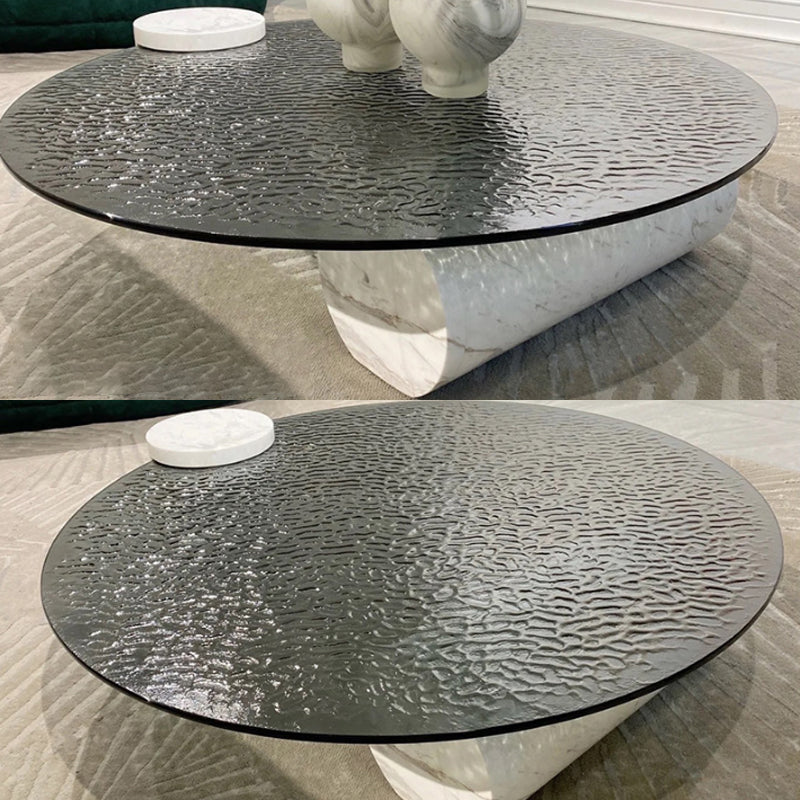 Table basse ronde avec dessus en verre Table de cocktail basse abstraite noire