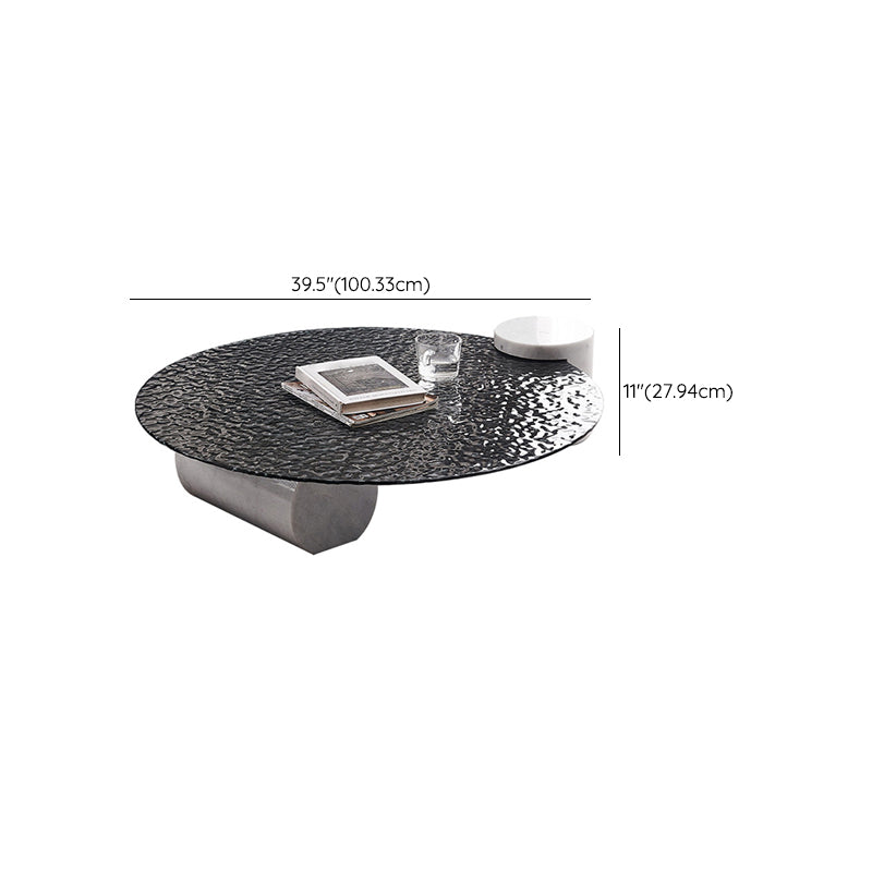 Table basse ronde avec dessus en verre Table de cocktail basse abstraite noire