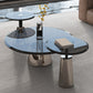 Black  Glass Top Bunching Tables Abstract Coffee Cocktail Table