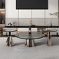 Black  Glass Top Bunching Tables Abstract Coffee Cocktail Table