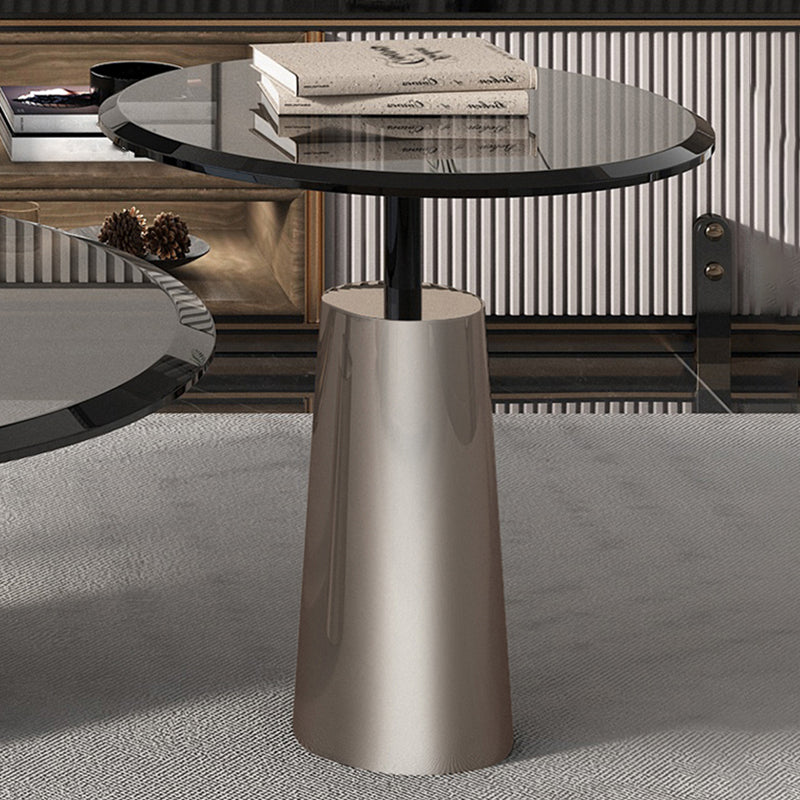Black  Glass Top Bunching Tables Abstract Coffee Cocktail Table