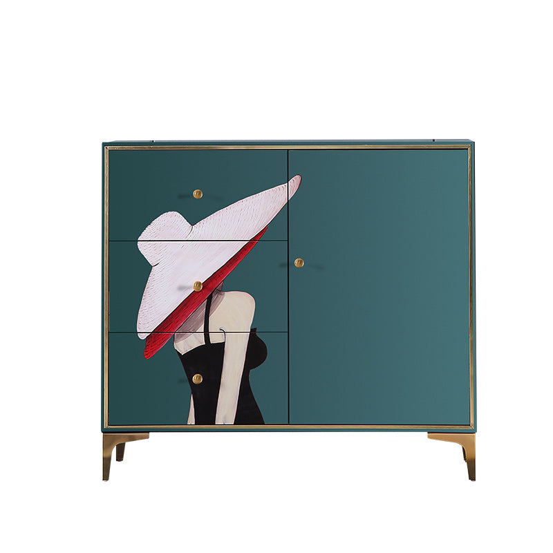 Glam Storage Chest Wooden Horizontal Lingerie Chest with Drawers 39"L x 14"W x 35"H Green Clearhalo 'Bedroom Furniture' 'Dressers & Chests' 'dressers_chests' 'furn' 'furn_dressers_chests' 'Furniture' 6934340