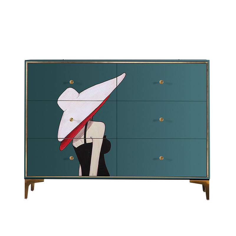 Glam Storage Chest Wooden Horizontal Lingerie Chest with Drawers 47"L x 14"W x 35"H Aqua Clearhalo 'Bedroom Furniture' 'Dressers & Chests' 'dressers_chests' 'furn' 'furn_dressers_chests' 'Furniture' 6934345