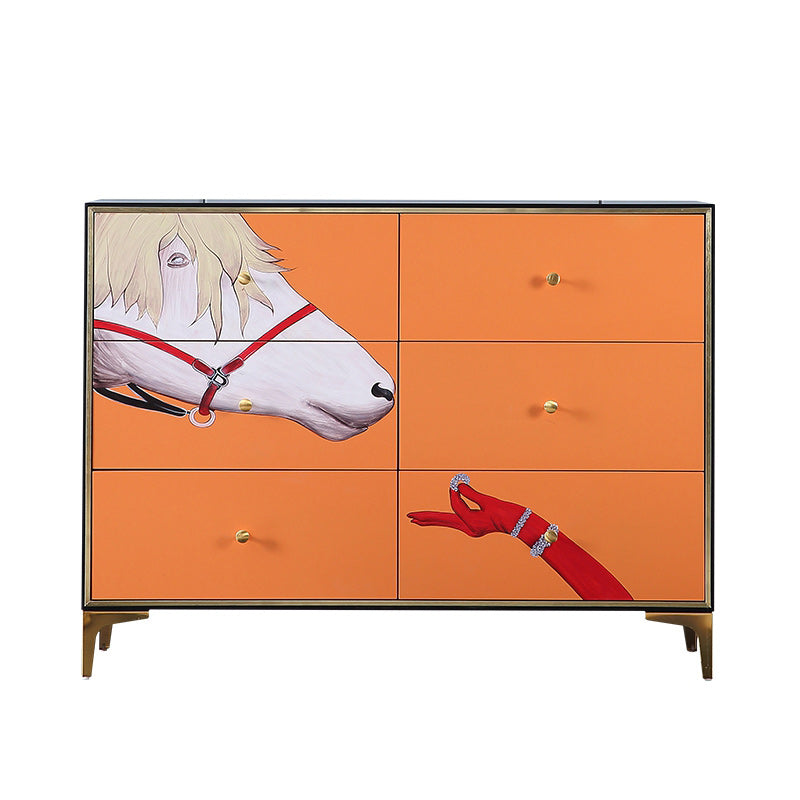 Glam Storage Chest Wooden Horizontal Lingerie Chest with Drawers 47"L x 14"W x 35"H Orange Clearhalo 'Bedroom Furniture' 'Dressers & Chests' 'dressers_chests' 'furn' 'furn_dressers_chests' 'Furniture' 6934352