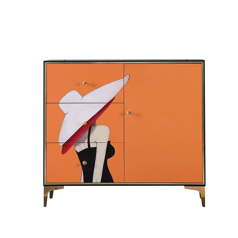 Glam Storage Chest Wooden Horizontal Lingerie Chest with Drawers 39"L x 14"W x 35"H Orange White Clearhalo 'Bedroom Furniture' 'Dressers & Chests' 'dressers_chests' 'furn' 'furn_dressers_chests' 'Furniture' 6934355
