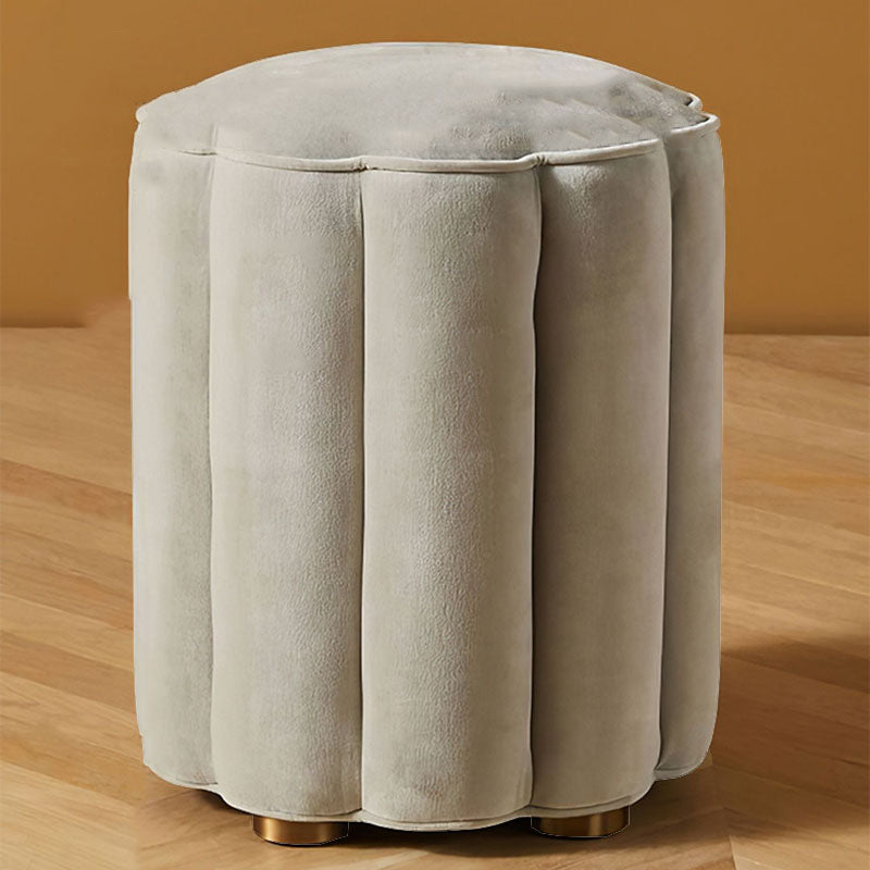 Solid Color Flannel Standard Stool Modern Style Simple Unique Shape Stool Grey 1 Piece Clearhalo 'furn' 'furn_ottomans_poufs' 'Furniture' 'Living Room Furniture' 'Ottomans & Poufs' 'ottomans_poufs' 6934762