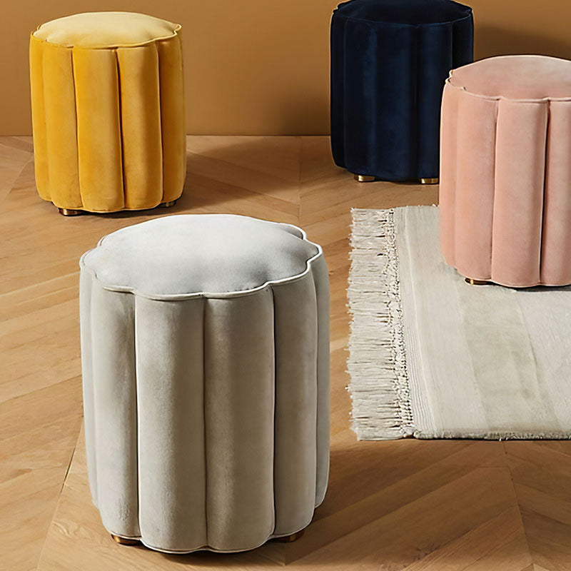 Solid Color Flannel Standard Stool Modern Style Simple Unique Shape Stool Clearhalo 'furn' 'furn_ottomans_poufs' 'Furniture' 'Living Room Furniture' 'Ottomans & Poufs' 'ottomans_poufs' 6934763