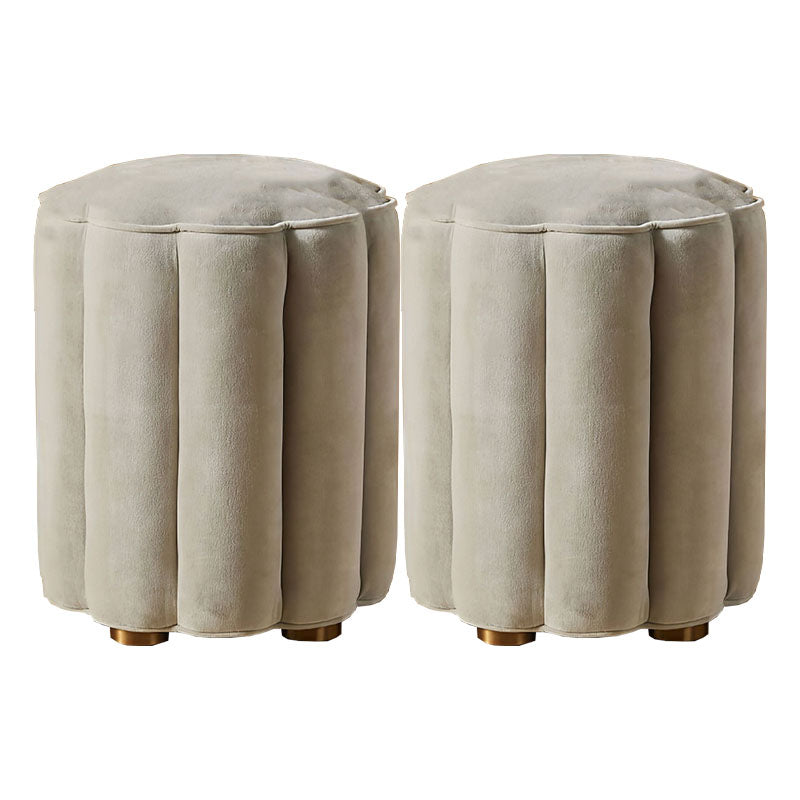 Solid Color Flannel Standard Stool Modern Style Simple Unique Shape Stool Grey 2 Piece Set Clearhalo 'furn' 'furn_ottomans_poufs' 'Furniture' 'Living Room Furniture' 'Ottomans & Poufs' 'ottomans_poufs' 6934764