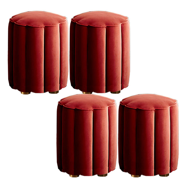 Solid Color Flannel Standard Stool Modern Style Simple Unique Shape Stool Red 4 Piece Set Clearhalo 'furn' 'furn_ottomans_poufs' 'Furniture' 'Living Room Furniture' 'Ottomans & Poufs' 'ottomans_poufs' 6934772