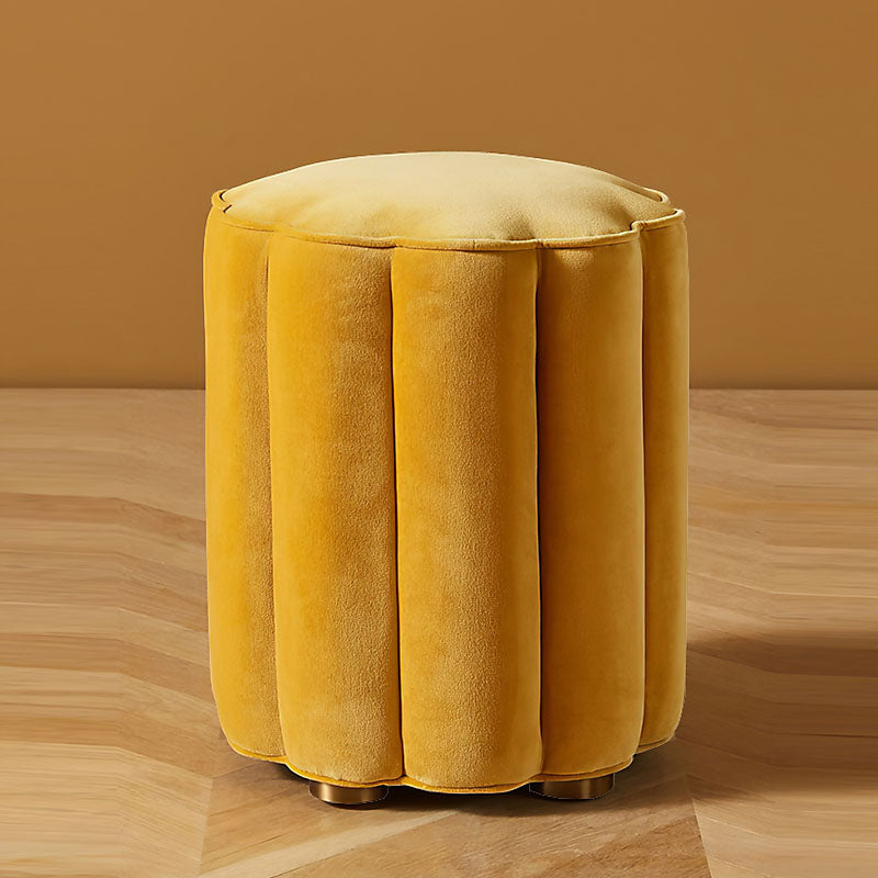 Solid Color Flannel Standard Stool Modern Style Simple Unique Shape Stool Yellow 1 Piece Clearhalo 'furn' 'furn_ottomans_poufs' 'Furniture' 'Living Room Furniture' 'Ottomans & Poufs' 'ottomans_poufs' 6934773