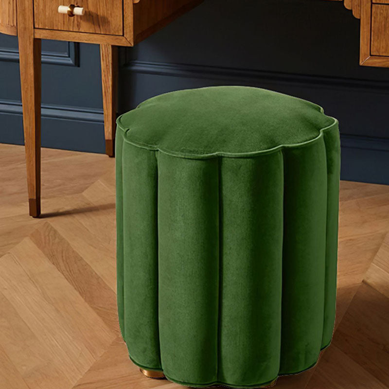 Solid Color Flannel Standard Stool Modern Style Simple Unique Shape Stool Green 1 Piece Clearhalo 'furn' 'furn_ottomans_poufs' 'Furniture' 'Living Room Furniture' 'Ottomans & Poufs' 'ottomans_poufs' 6934779